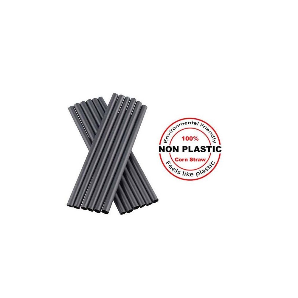 Bar Stuff Short Corn Straw Black Ecological, (Pack Of 150 Pieces)