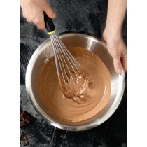 Eurochef Professional Whisk Stainless Steel With Heat Resistant Handle, Black/Silver