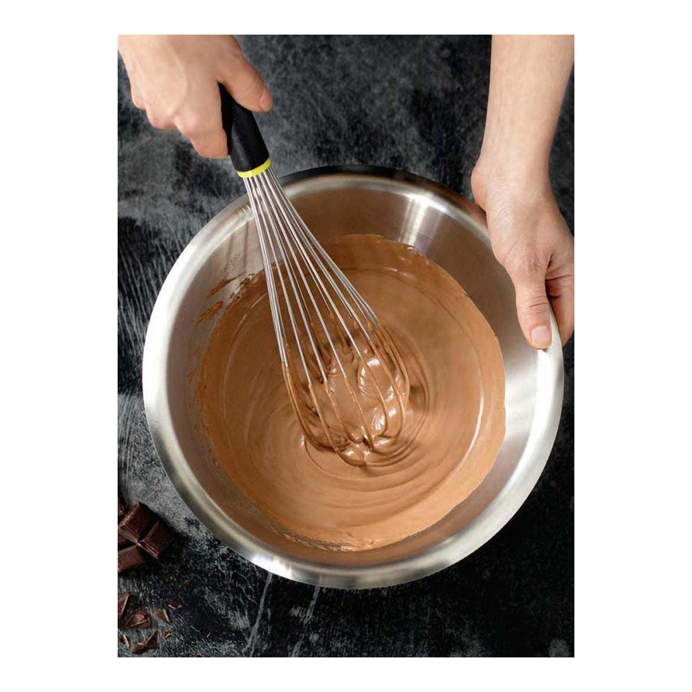 Eurochef Professional Whisk Stainless Steel With Heat Resistant Handle, Black/Silver