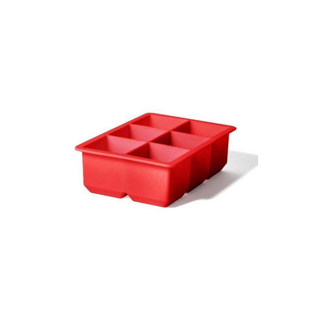 Mg Barware Large Ice Cube Mould 5 X 5Cm, 6 Cubes, Orange Silicone