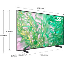 Samsung Smart TV, Crystal UHD, DU8000, 55 Inch, 2024, Dynamic Crystal Color, 4K Upscaling, Samsung TV Plus, AirSlim Design, Titan Gray, UA55DU8000UXZN