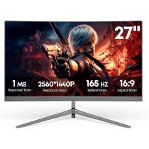 Sunmama 27 Inch Computer Monitor 2K, 165HZ Curved Gaming Computer Monitor 2560 x 1440, 1MS PC Display Frameless Full HD With HDIM Display Port Eye Care Monitor