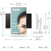 BenQ 27 Inch IPS QHD USB-C Ergo Eye-Care Monitor, White
