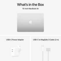 Apple 2025 MacBook Air 15inch, M4 chip 512GB with 10core CPU and 10core GPU, 16GB Unified Memory, Silver MW1H3 English, International Version 1 Year Warranty