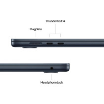Apple 2025 MacBook Air 15inch, M4 chip 512GB with 10core CPU and 10core GPU, 16GB Unified Memory, Midnight MW1M3 English, International Version 1 Year Warranty