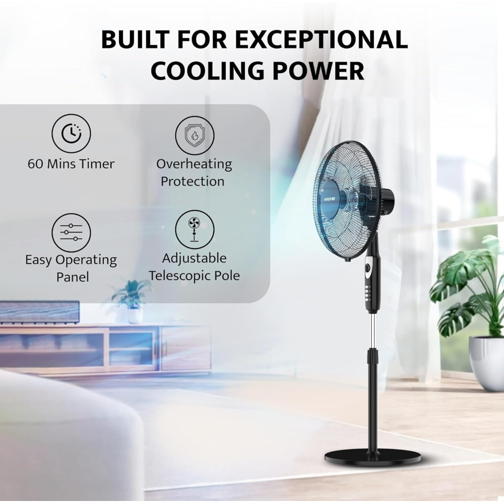 KROME 16" Pedestal Fan with Remote Control 