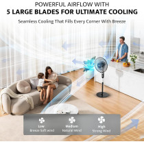 KROME 16" Pedestal Fan with Remote Control 