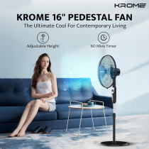 KROME 16" Pedestal Fan with Remote Control 