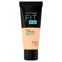 Maybelline New York Liquid Foundation, Matte And Poreless, Full Coverage and Blendable, Normal to Oily Skin, Fit Me, 115 Ivory