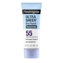 Neutrogena Ultra Sheer Dry-Touch Sunscreen Lotion, Broad Spectrum SPF 55 UVA/UVB Protection, Oxybenzone-Free, Light, Water Resistant, Non-Comedogenic And Non-Greasy, Travel Size, 3 fl. oz