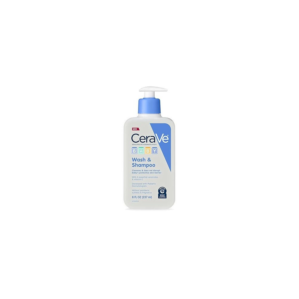 Cerave Baby Wash And Shampoo, Fragrance, Paraben, And Sulfate Free Shampoo For Tear-Free Baby Bath Time, 8 Ounce