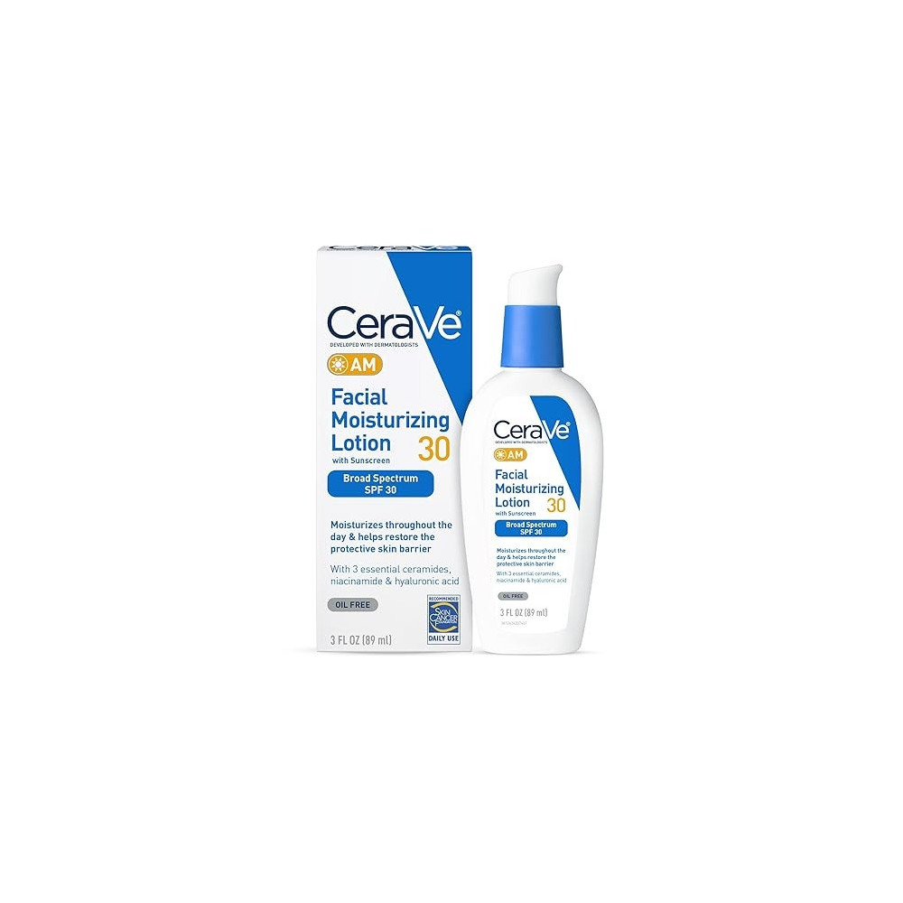 CeraVe Facial Moisturizing Lotion AM SPF 30, 3 oz, Daily Face Moisturizer with SPF