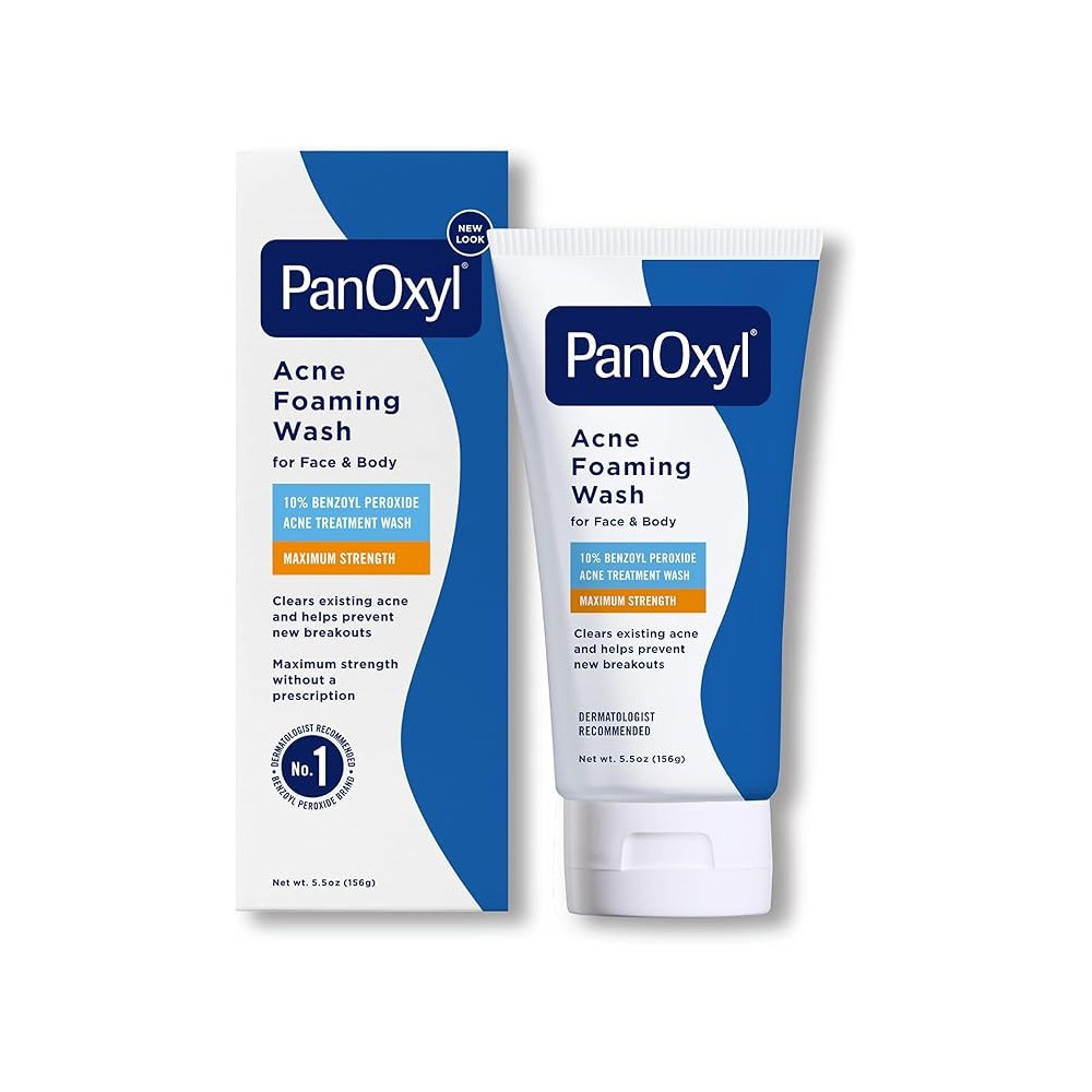 PanOxyl Acne Foaming Wash Benzoyl Peroxide 10% Maximum Strength Antimicrobial, 5.5 Oz