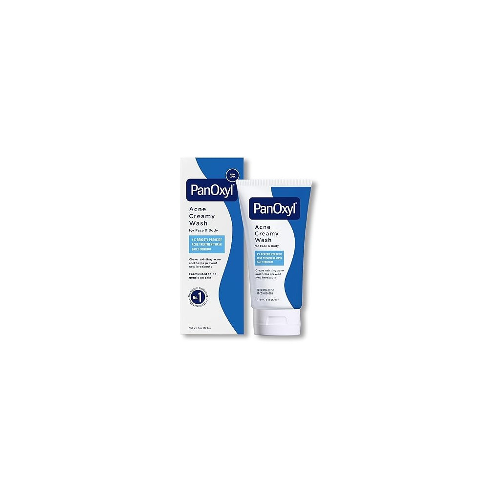 PanOxyl Antimicrobial Acne Creamy Wash, 4% Benzoyl Peroxide, 6 Ounce