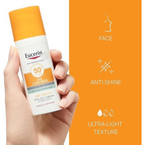Eucerin Face Sunscreen Oil Control Gel-Cream Dry Touch, High UVA/UVB, SPF 50+, Light Texture Sun Protection, Suitable Under Make-Up, For Blemish-Prone Skin, 50ml