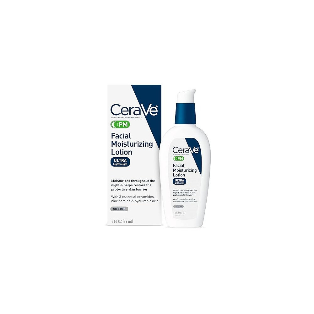 Cerave Pm Facial Moisturizing Lotion, 3 Oz., Multiplied With Derma Roller, 3 Fl Oz (Pack Of 1)