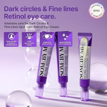 Some By Mi Retinol Intense Advanced Triple Action Eye Cream 30ml Mild Overnight Korean Anti-Aging Eye Cream for Dark Circles And Fine Lines Ideal for Retinol Beginners