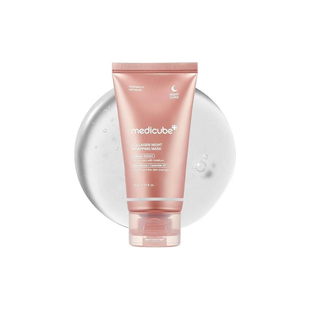 Medicube Collagen Overnight Wrapping Peel Off Facial Mask Pack - Elasticity And Hydration Care, Reduces Sagging And Dullness - Hydrolyzed Collagen For Glowing Skin - Korean Skin Care, 2.53 fl.oz