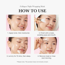 Medicube Collagen Overnight Wrapping Peel Off Facial Mask Pack - Elasticity And Hydration Care, Reduces Sagging And Dullness - Hydrolyzed Collagen For Glowing Skin - Korean Skin Care, 2.53 fl.oz