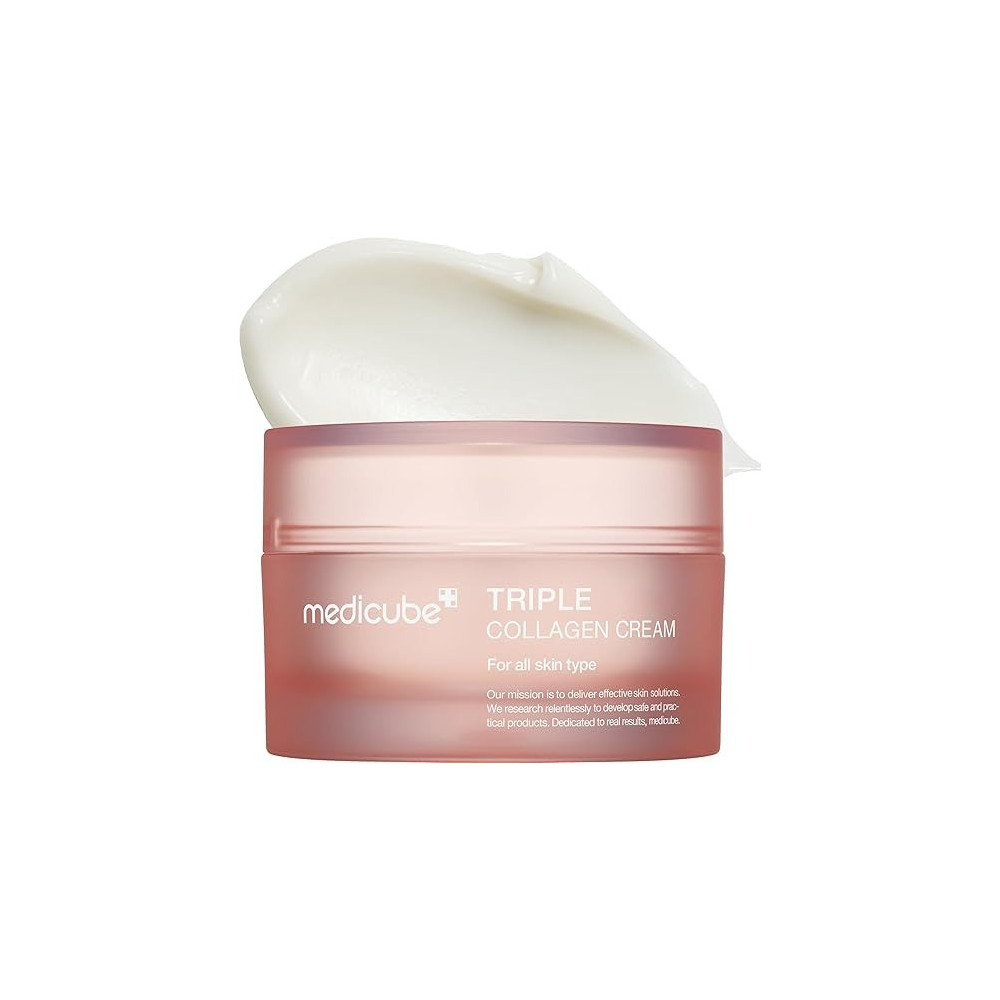 Medicube Triple Collagen Cream - Hydrating And Firming Moisturizer with Hyaluronic Acid, Premium Elastin, Shea Butter - Wrinkle Care And Boosts Elasticity - Korean Skincare, 1.69 oz