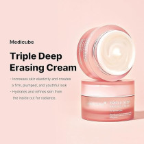 Medicube Triple Collagen Cream - Hydrating And Firming Moisturizer with Hyaluronic Acid, Premium Elastin, Shea Butter - Wrinkle Care And Boosts Elasticity - Korean Skincare, 1.69 oz