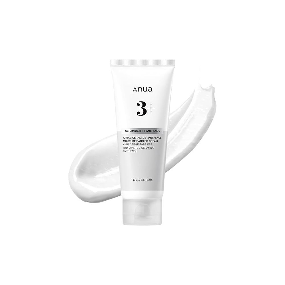ANUA 3 Ceramide Panthenol Moisture Barrier Cream, Hydrating Face Moisturizer for Normal Skin, Panthenol, Ceramide, Centella for Skin Barrier Non Comedogenic, Korean Skincare (100ml/ 3.38 fl. oz.)