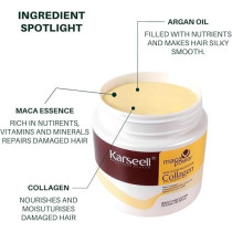 Karseell Collagen Hair Treatment Deep Repair Conditioning Hair Mask Argan Oil Coconut Oil Essence for Dry Damaged Hair All Hair Types 16.90 Fl oz 500ml