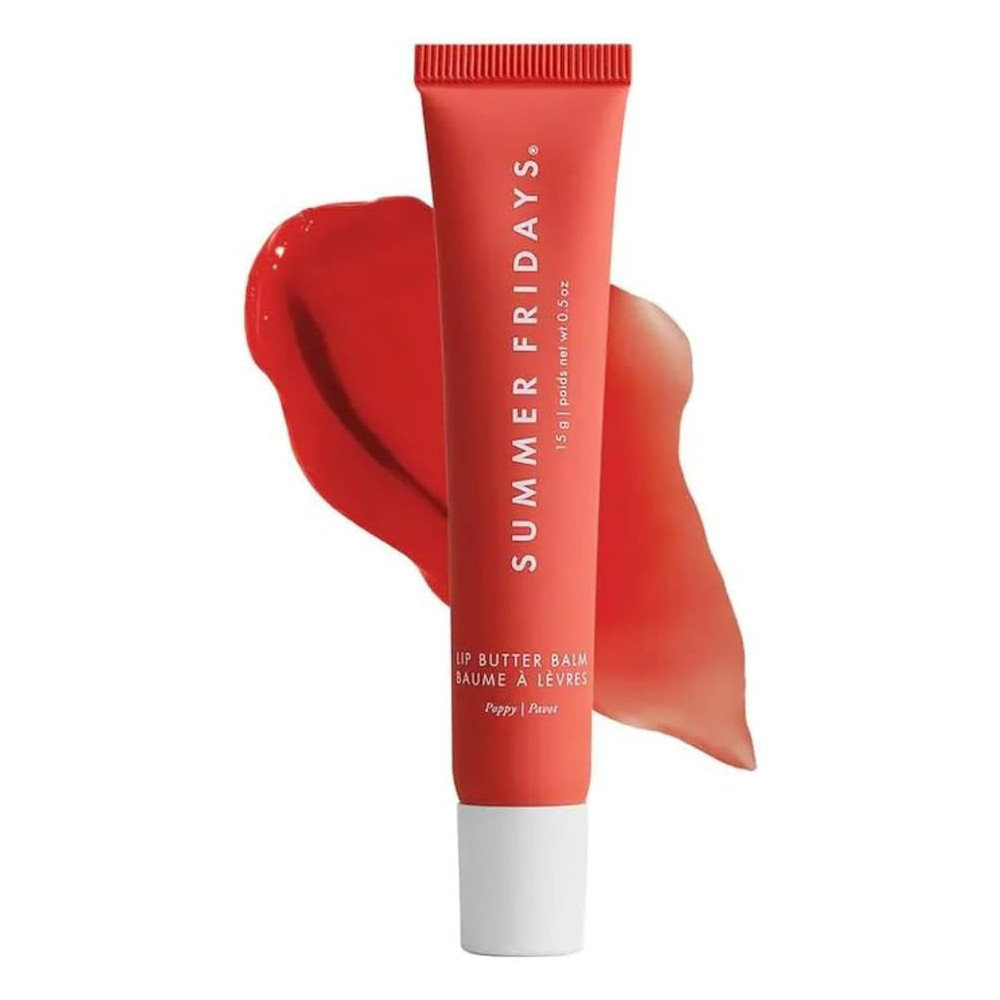 Summer Fridays Lip Butter Balm Conditioning Lip Mask and Lip Balm for Instant Moisture, Shine and Hydration Sheer-Tinted, Soothing Lip Care Poppy (.5 Oz)