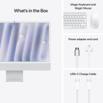 Apple 2024 iMac 24inch, M4 chip with 256GB 10core CPU and 10core GPU, 16GB Unified Memory, Silver MWUU3 1 Year Warranty