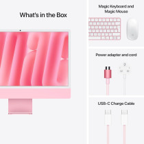 Apple 2024 iMac 24inch, M4 chip with 256GB 10core CPU and 10core GPU, 16GB Unified Memory, Pink MWV43 International Version 1 Year Warranty