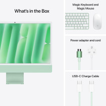 Apple 2024 iMac 24inch, M4 chip with 256GB 10core CPU and 10core GPU, 16GB Unified Memory, Green MWUY3 International Version 1 Year Warranty