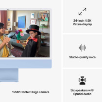 Apple 2024 iMac 24inch, M4 chip with 512GB 10core CPU and 10core GPU, 16GB Unified Memory, Silver MWV33 1 Year Warranty