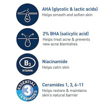 Cerave Salicylic Acid Acne Treatment with Glycolic Acid and Lactic Acid AHA/BHA Acne Gel for Face to Control and Clear Breakouts
