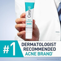 Cerave Salicylic Acid Acne Treatment with Glycolic Acid and Lactic Acid AHA/BHA Acne Gel for Face to Control and Clear Breakouts