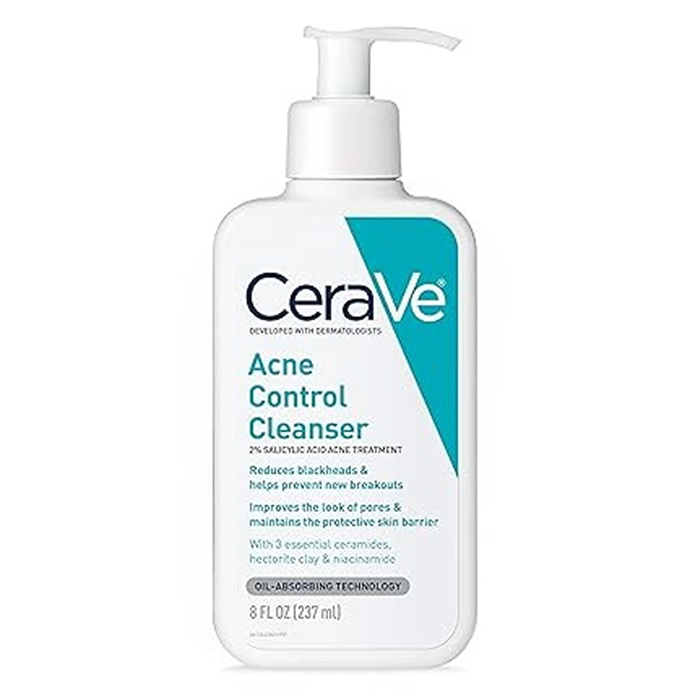 Cerave Face Wash Acne Treatment Salicylic Acid Cleanser with Purifying Clay for Oily Skin Blackhead Remover and Clogged Pore Control 8 Ounce