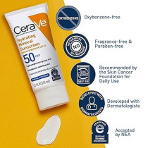 Cerave 100% Mineral Sunscreen SPF 50 Face Sunscreen with Zinc Oxide & Titanium Dioxide for Sensitive Skin 2.5 oz, 1 Pack