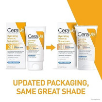 Cerave Tinted Sunscreen with SPF 30 Hydrating Mineral Sunscreen With Zinc Oxide And Titanium Dioxide Sheer Tint for Healthy Glow