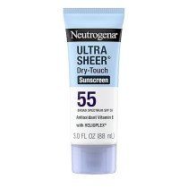 Neutrogena Ultra Sheer Dry-Touch Sunscreen Lotion, Broad Spectrum SPF 55 UVA/UVB Protection, Oxybenzone-Free, Light, Water Resistant, Non-Comedogenic And Non-Greasy, Travel Size, 3 fl. oz