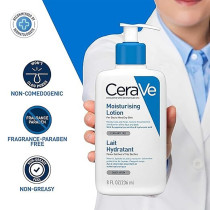 CeraVe Moisturizing Lotion 24H Body and Face Moisturizer for Normal to Dry Skin with Hyaluronic Acid and Ceramides Non-comedogenic, Oil-Free, Fragrance Free 8Oz, 236 ML