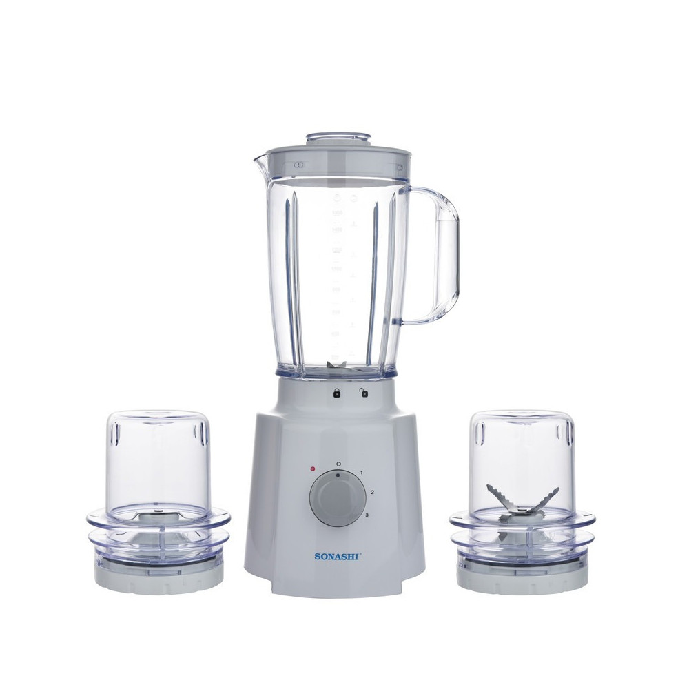 Sonashi 3 In 1 Blender With Unbreakable Jar And Mills