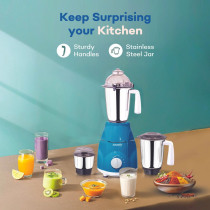 Sonashi 3 In 1 Mixer Grinder 3 Speeds With Pulse Switch Unbreakable Polycarbonate Jar Lids, Blue