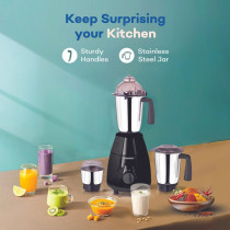 Sonashi 3 In 1 Mixer Grinder 3 Speeds With Pulse Switch Unbreakable Polycarbonate Jar Lids, Black