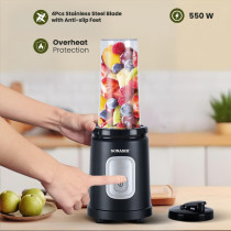 Sonashi Portable Sports Blender/Smoothie Maker 550W, Silver-Black