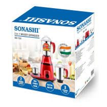 Sonashi 3 In 1 Mixer Grinder 750W, Red-Black