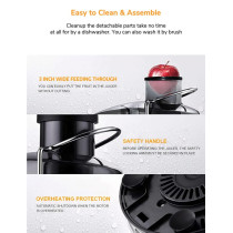 Sonashi Powerful Juice Extractor 800 W, Silver/Black