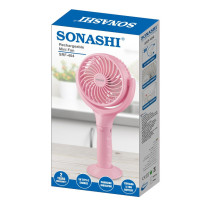 Sonashi Rechargeable Mini Fan, Pink