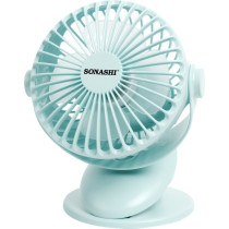 Sonashi 4 Inch Rechargeable Clip Fan, Blue