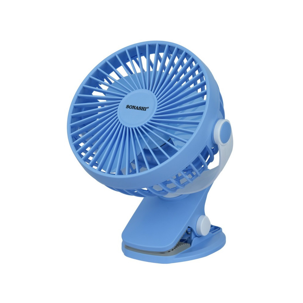 Sonashi 5 Inch 2 In 1 Desk And Clip Fan With 360 Degree Rotating Function, Blue-White