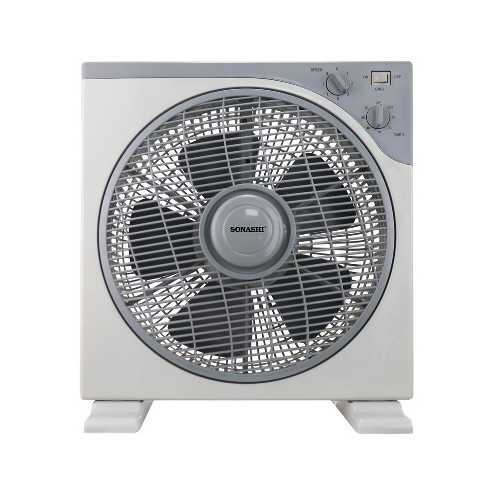 Sonashi 12 Inch Box Fan, Grey/Cream