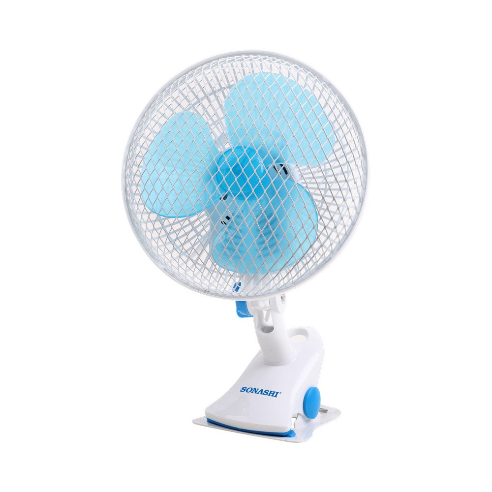 Sonashi 8 Inch 3 In 1 Clip Desk And Wall Fan, Blue/White
